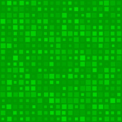 Abstract seamless pattern of small squares in various sizes or pixels in green colors