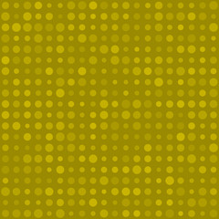 Abstract seamless pattern of small circles or pixels in various sizes in yellow colors