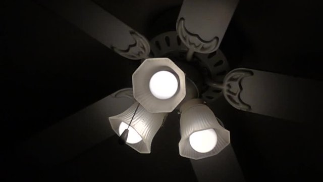 Pulsating Lights On Ceiling Fan In Dark Room