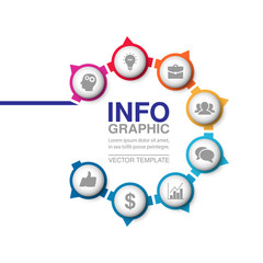 Obraz premium Vector infographic template for circular diagram, graph, presentation, chart, business concept with 8 options.