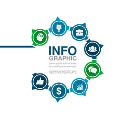 Vector infographic template for circular diagram, graph, presentation, chart, business concept with 8 options.