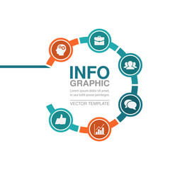 Vector infographic template for circular diagram, graph, presentation, chart, business concept with 6 options.