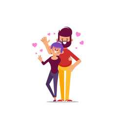 Couple in love. Man and woman embracing each other affectionately. Characters for the feast of Saint Valentine.