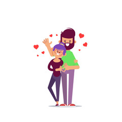 Couple in love. Man and woman embracing each other affectionately. Characters for the feast of Saint Valentine.