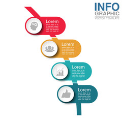 Vector infographic template for circular diagram, graph, presentation, chart, business concept with 4 options.