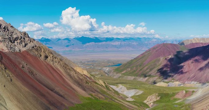 Colorful mountains of Kyrgyzstan and Pamir region of Tajikistan, central asia. 4k time lapse video.