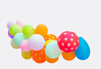 Many colorful balloons on white background. (This has clipping path)