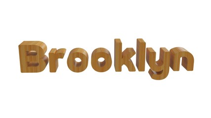 Brooklyn name in 3d decorative rendering with wooden texture