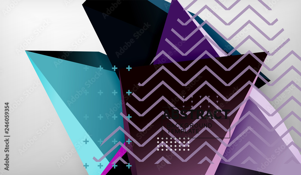 Wall mural abstract color triangles geometric background. mosaic triangular low poly style