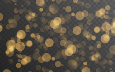 Abstract golden shining bokeh isolated on transparent background. Decoration or christmas background. © AlexDariy