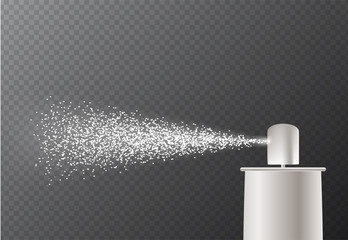 Water spray mist of atomizer. Vector effect, 3d illustration, cosmetic design.
