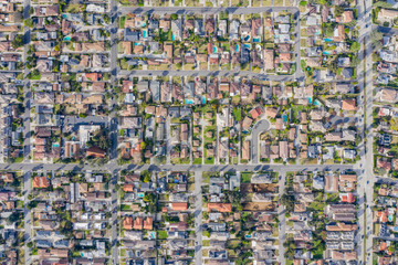 Aerial view of the Temple City, Arcadia area