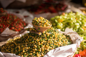 Close-up of Brazilian colorful peppers
