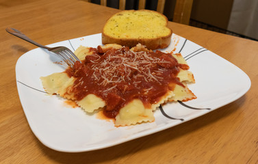 Ravioli and Garlic Bread