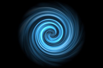 Abstract light blue spiral smoke on black background