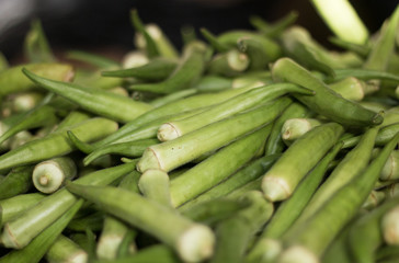 Okra in a market in Salvador de Bahia, Brazil