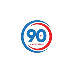 90 Year Anniversary Vector Template Design Illustration