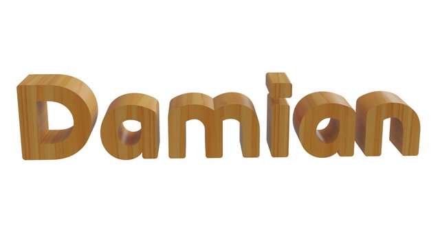 3d damian name with wooden texture
