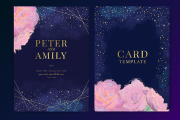 Wedding Invitation, floral invite thank you, rsvp modern card Design in Star light decorative Vector elegant rustic template