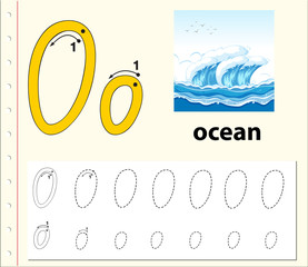 Letter O tracing alphabet worksheets