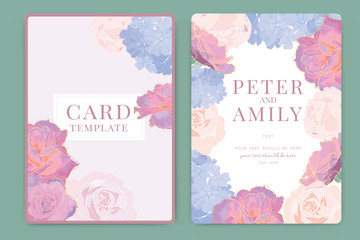 Wedding Invitation, floral invite thank you, rsvp modern card Design in Pink rose decorative Vector elegant rustic template