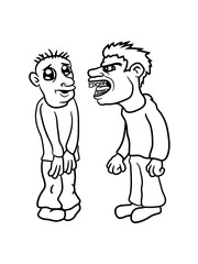 anschreien böse schimpfen schuldig boss chef standpauke kritisieren angst ängstlich wütend freunde streiten comic cartoon lustig clipart feinde 2 team paar brüllen