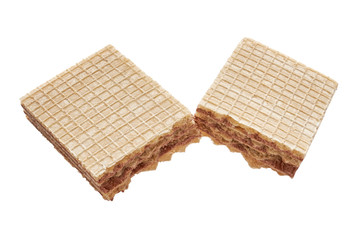 rectangular shaped wafer biscuits broken halved into two pieces
