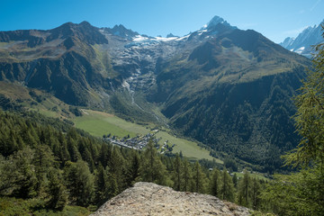 Village of Le Tour near Chamonix from Aiguilette des Posettes