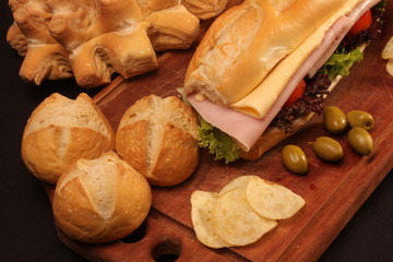 Ham and cheese sandwich from fresh bread