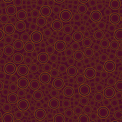 Seamless pattern, texture, consisting of colored round geometric elements of different sizes, located on red background