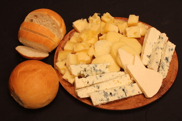 Close up Cheese platter with different cheeses
