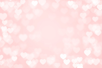 pastel pink color of Heart bokeh background