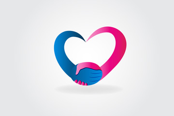 Logo handshake love heart couple people