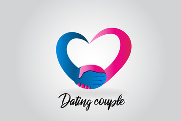 Logo handshake love heart couple people