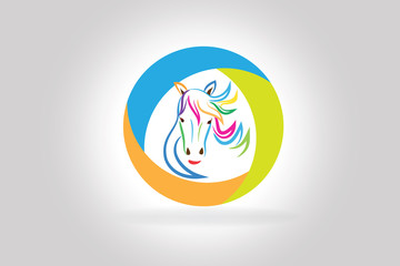 Logo colorful  horse silhouette icon vector