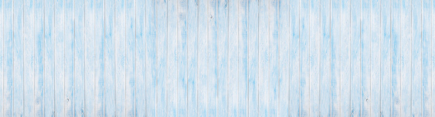 Fototapeta na wymiar Panoramic white and blue wood board texture and backgrounds. Empty template.