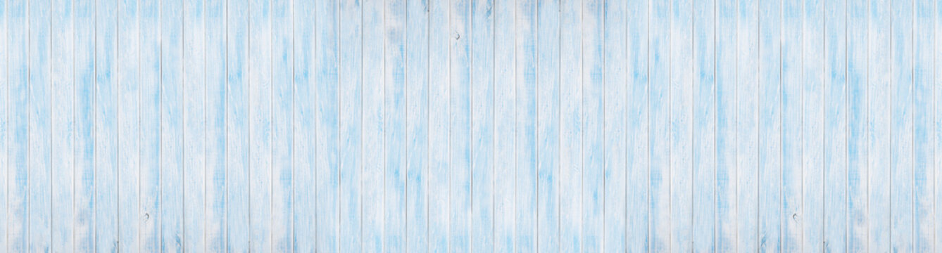 Panoramic white and blue wood board texture and backgrounds. Empty template.