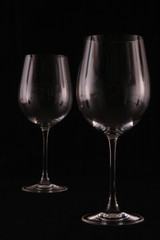 Glass cup on black background