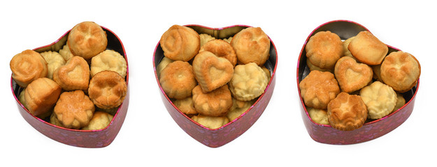 Banner. Valentine's day. Three heart - shaped boxes with cookies