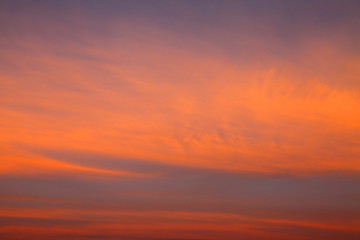 Intense colorful sky with layer of cloud at the evening before sunset