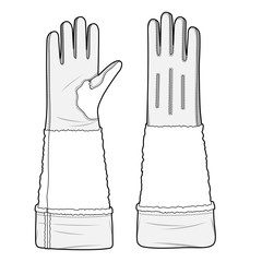 Gloves Fashion flat technical drawing vector template