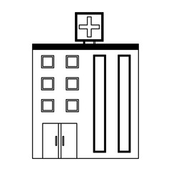 Hospital building symbol black and white