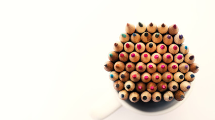 Happy valentines day, made from wood colored pencils