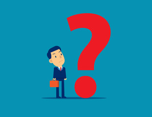 Businessman with Question mark. Concept business vector illustration, Solution, Problem, Thinking.