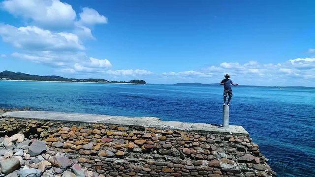 dancing man on the warf