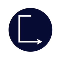 Flat design arrow vector icon for navigation and media player.