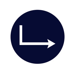 Flat design arrow vector icon for navigation and media player.