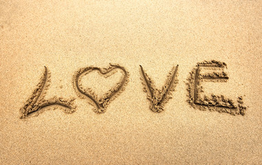 Love write in the sand