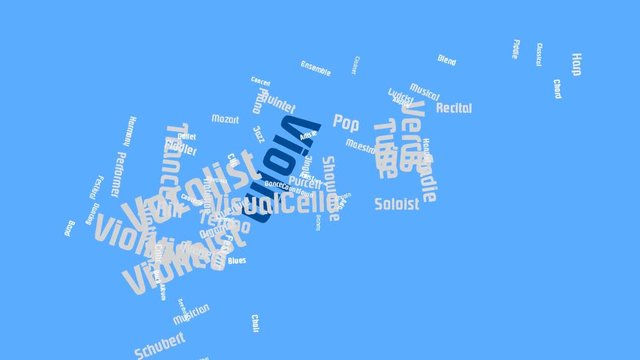 Violin Word Art Cloud Video Animation Pastel On Blue Background