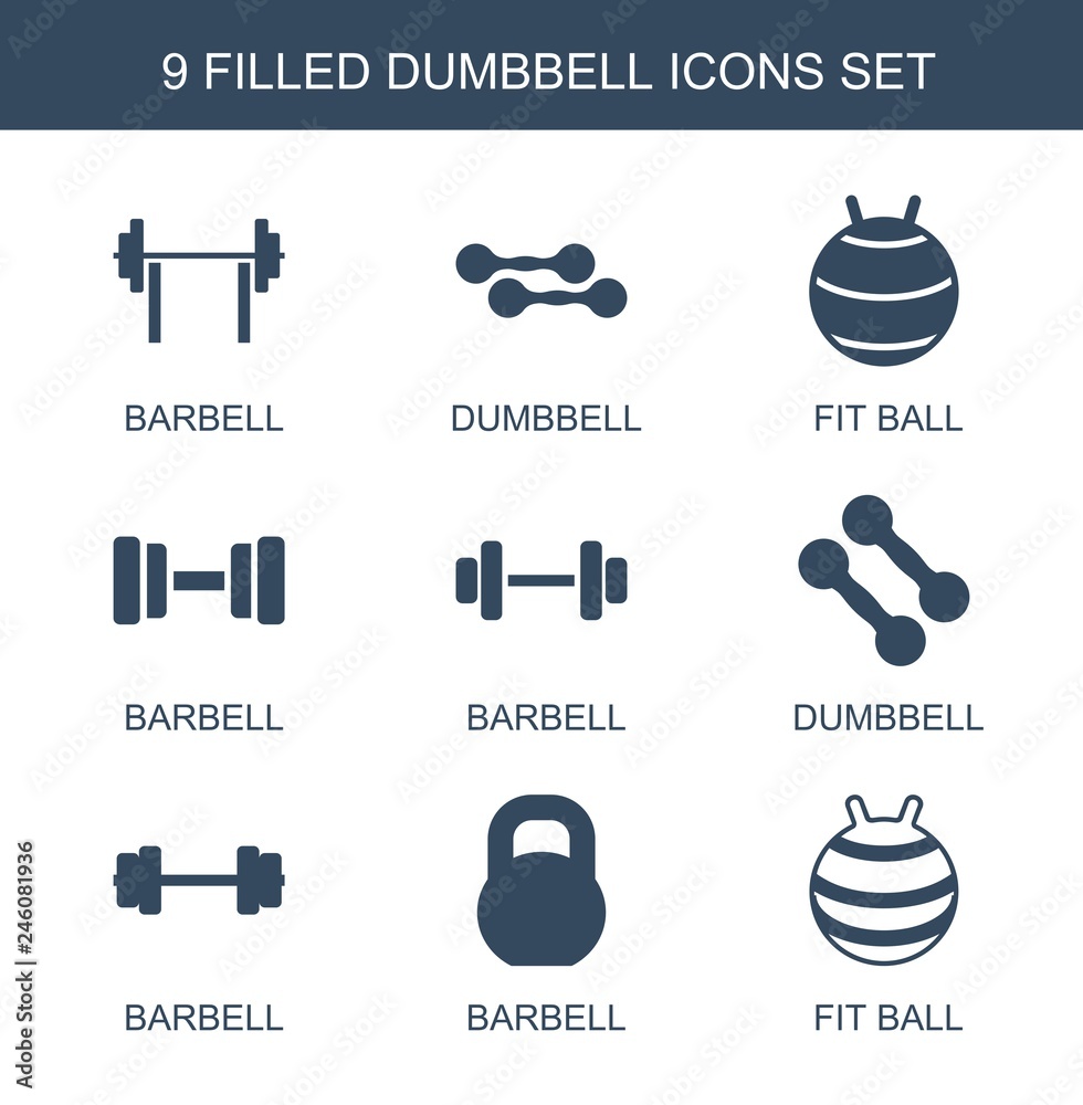 Wall mural 9 dumbbell icons